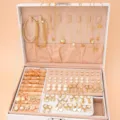 Elegantes goldfarbenes Schmuckset aus Legierung mit Perlenimitaten, Herzen und Schmetterlingen - 6136401HB款式