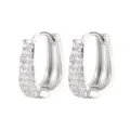 Elegantes pendientes de aro plateados con micro-pavé de circonitas blancas brillantes - Hebilla de Oreja Forma U (6058304) / S / Plateado