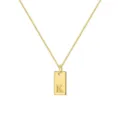 Elegante collar de cadena de caja dorada con colgante rectangular grabado K para mujer - Letra K