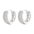 Pendientes de aro de circonita micropavé plateada para mujer con un elegante look de nicho. - Hebilla de Oreja Redonda (6058504) / S / Plateado