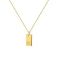 Collar de cadena de caja dorada con colgante rectangular y letra N grabada - Letra N