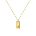 Collar de cadena box bañado en oro con colgante rectangular y letra O grabada - Letra O