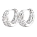 Pendientes de aro huggie de cobre plateado con circonitas transparentes microengastadas - Hebilla de Oreja Herradura (6058604) / S / Plateado