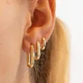 Pendientes de aro minimalistas en forma de U de cobre chapado en oro para un look moderno - Estilo Dorado Liso en U de 3 Piezas (5806001HB) / Dorado