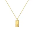 Collar minimalista de cadena box dorado con colgante rectangular con la letra inicial Q - Letra Q