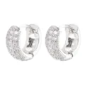 Elegantes pendientes de aro de cobre plateado con micro-pavé de circonitas claras - Hebilla de Oreja Redonda (6060904) / S / Plateado
