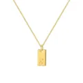 Collar de cadena veneciana chapado en oro con colgante cuadrado y letra S grabada - Letra S
