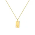 Collar de cadena veneciana dorada con colgante rectangular grabado con letra V - Letra V