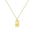 Elegante collar de cadena box chapado en oro con un colgante cuadrado con la letra W - Letra W