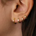 Elegante juego de 4 pendientes de aro dorados para mujer con diseño minimalista. - Estilo de aro liso minimalista de 4 piezas (5804001HB) / 6.09