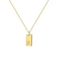 Elegante collar de cadena de caja dorada con un colgante cuadrado con la inicial Z - Letra Z