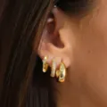 Juego de pendientes de cobre chapados en oro con circonitas para un look de lujo - Juego de 3 Piezas de Pendientes de Estrella con Strass (6336401HB) / Dorado