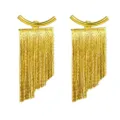 Creative gold geometric earrings with rhombus chain fringe and curved bar design - Gold Stepped Scale (5797305)