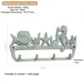 Vintage Mediterranean cast iron sea animal wall hooks with 4 hangers for home wall decor. - Ocean Animals 4 Hooks (5948)