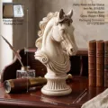 Vintage resin horse bust sculpture in antique cream white for classical home office decor - Horse Head Ornament (BYX8785) / 25cm High / Vintage White
