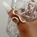 Elegant minimalist silver wavy irregular line open ring for women thumb or index finger - Silver Wavy Line Open Ring (6464802)