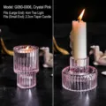 Kerzenhalter aus rosa Glas für 4cm Teelichter und 2,2cm Stabkerzen - Eismuster Dual-Use Kerzenhalter (G080-0006) / Passend für 4cm Teelicht/2,2cm Stabkerze / Kristallrosa