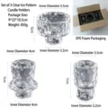 3er-Set transparente Glaskerzenhalter mit Eismuster inklusive Maßen und sicherer Verpackung - Eismuster-Kerzenhalter / Dreiteiliges Set / Transparent
