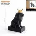 Escultura de león negro geométrico con corona dorada estatua resina decoración - León de Corona - Pequeño (8780) / Negro mate