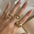 Set de anillos dorados gruesos para mujer con diseño de estilo retro bohemio chic - Juego de Anillos Bohemios Vintage (5951301HB)