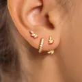 Elegant 18K gold plated 3pcs marquise cubic zirconia stud and hoop earring set for stacking - Geometric Marquise Water Drop Style (6419301HB) / Three-Piece Set / Gold