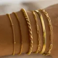 Set of six gold-plated layering bracelets featuring snake, figaro and rope chains - 6-Piece Set - Chain Bracelet (5900501HB) / Gold