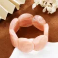 Pulsera minimalista de resina acrílica jaspeada rosa melocotón con cuentas grandes - Estilo de Eslabones Ovalados Curvos (6800102)