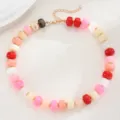Collar bohemio de cuentas grandes de colores con cierre dorado para playa de verano. - Estilo de Cuenta Redonda Grande / Cuentas Grandes Multicolores (6780302HB)