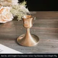 Vintage brass aluminum candle holder, height 7cm, base diameter 6.5cm for table decor - Retro Brass Candlestick (6213) / H 7cm x D 6.5cm