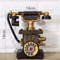 Vintage retro telefoon decoratief ornament in zwart en goud, 18x18x8 cm - Zwartgouden Retro Telefoonmodel(E12-15526)