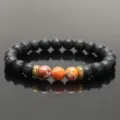 8mm Natural Lava Stone And Imperial Jasper Beads Bracelet Yoga Energy Couple Fashion Jewelry! - Style A