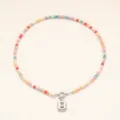 Collier de perles multicolores pour femmes avec un joli pendentif lettre B en acier inoxydable. - Lettre B / Acier