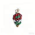Handbemalter Keramik Blumen Anhänger Detailansicht, Vintage Schmuckstück für DIY Basteln. - Rote Blume (Anhänger Ohne Kette)