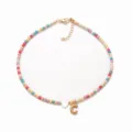 Bunte Perlen Kette Damen Mode Chunky Buchstabe C Anhänger Boho Stil Schmuck Geschenk - Buchstabe C