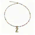 Collana di perline colorate bohémien con ciondolo lettera Z in acciaio inossidabile dorato 18K - Lettera Z