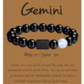 Natürlicher schwarzer Achat 10mm Sternzeichen Zwillinge Perlenarmband Partner Schmuck Geschenk - Zwillinge