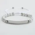 Personalisierbares Edelstahl ID Perlen Armband DIY Lasergravur Name Paar Armband - Weiß/Silber
