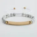 Edelstahl Perlen Armband DIY Laser Gravur Name Paare Armband Verstellbar Schmuck - Weiß/Gold