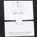 DIY Edelstahl Herz Anhänger Schwarzes Geflochtenes Kordel Paar Wunsch Armband Geschenk - Silber mit schwarzer Schnur
