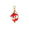 Keramik Frucht Anhänger Detail, süßer Cartoon Apfel Charm, goldenes DIY Schmuck Zubehör. - Gebissenes Apfelgesicht