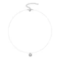 Close-up detail shot of the transparent fishing line solitaire pendant necklace clasp. - Necklace / 2 ct