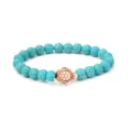 Türkis Perlenarmband mit Schildkröten Anhänger Elastisch Damen Herren Strand Schmuck - Blauer Türkis & Weiße Schildkröte