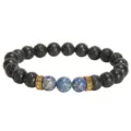 8mm Lavastein Blauer Kaiserjaspis Yoga Energie Armband Paare Mode Perlen Schmuck Neu - Lavastein mit blauem Imperial-Jaspis & blauen Zwischenperlen