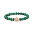 Grüner Malachit Perlenarmband mit Schildkröten Anhänger elastischer Schmuck für Damen Herren - Malachit & Weiße Schildkröte