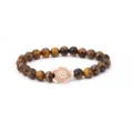Natürlicher Tigerauge Perlenarmband mit Süßem Schildkröte Charm Elastischer Schmuck Damen - Tigerauge mit weißer Schildkröte