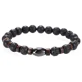 Detalle pulsera hombre cuentas de lava y madera, joyería natural de roca volcánica. - Estilo 3