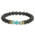 Bracelet de perles en pierre de lave naturelle de 8 mm avec entretoises mantra dorées. - Pierre de lave, jaspe impérial vert et perles d'espacement dorées