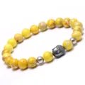 Bracelet de perles en pierre naturelle jaune 8mm homme tete de bouddha bijou yoga - Jaspe Impérial Jaune