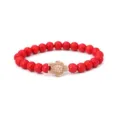 Rotes Perlenarmband mit Vintage Schildkröte Anhänger elastischer Modeschmuck für Damen - Roter Türkis mit weißer Schildkröte