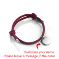 Personalisiertes Edelstahl-Etikett rotes Seil Armband für Paare DIY Schmuckgeschenk - Mit Etikett / Einzeln / Burgunderrot